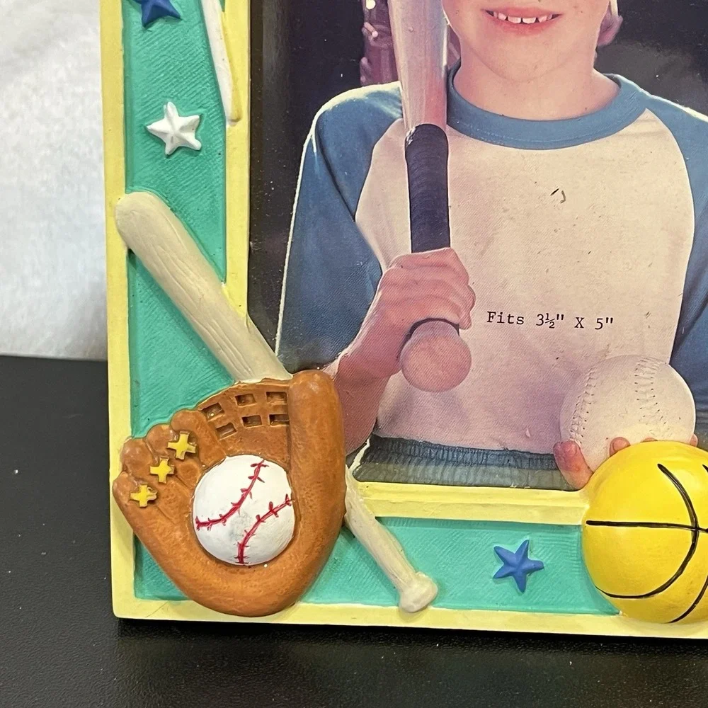 FRAMES FOR KIDS 3D Painted Sports Theme 3 1/2 x 5 Picture Photo Frame Vintage